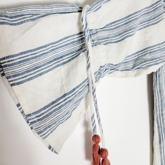 Revolve Tularosa Linen Elastic Off The Shoulders Striped Sara Dress Size M - Picture 5 of 9